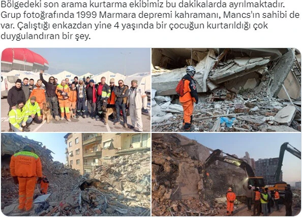 İspanyol arama kurtarma ekibinden paylaşım: Güle güle Türkiye