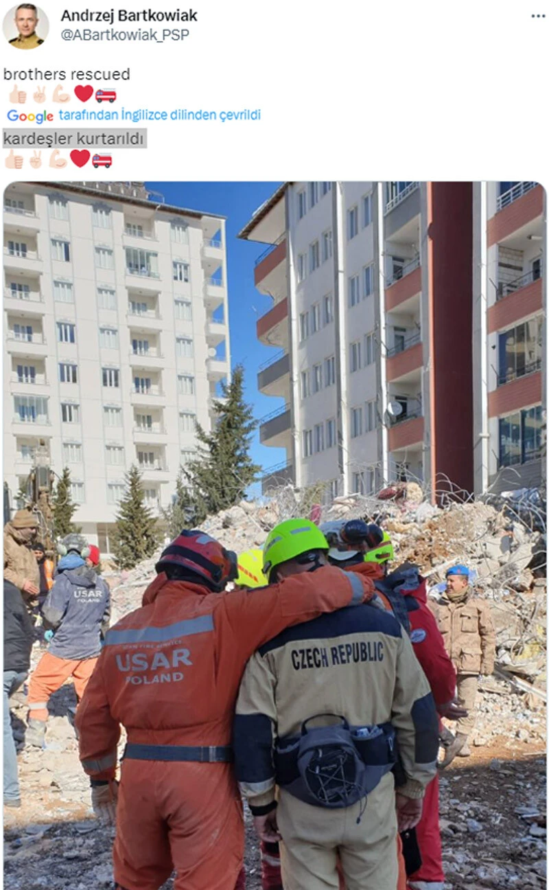 Yürek ısıtan fotoğraf: Depremzede Polonyalı kahramanına sarıldı
