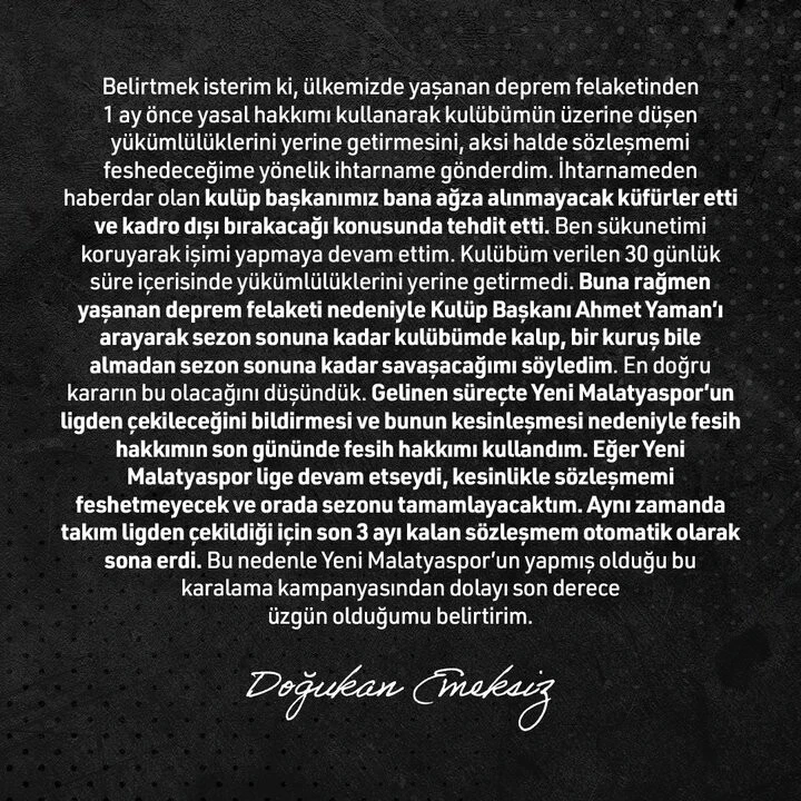 Deprem sonrası ligden çekilen Yeni Malatyaspor'da 2 ayrılık: Bu vefasızlığı asla unutmayacağız