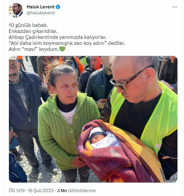 Haluk Levent, enkazdan çıkan 10 günlük bebeğe isim verdi!