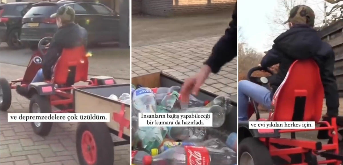 Kendisi küçük kalbi büyük Hollandalı çocuk kapı kapı gezerek Türkiye'deki depremzedeler için yardım topluyor