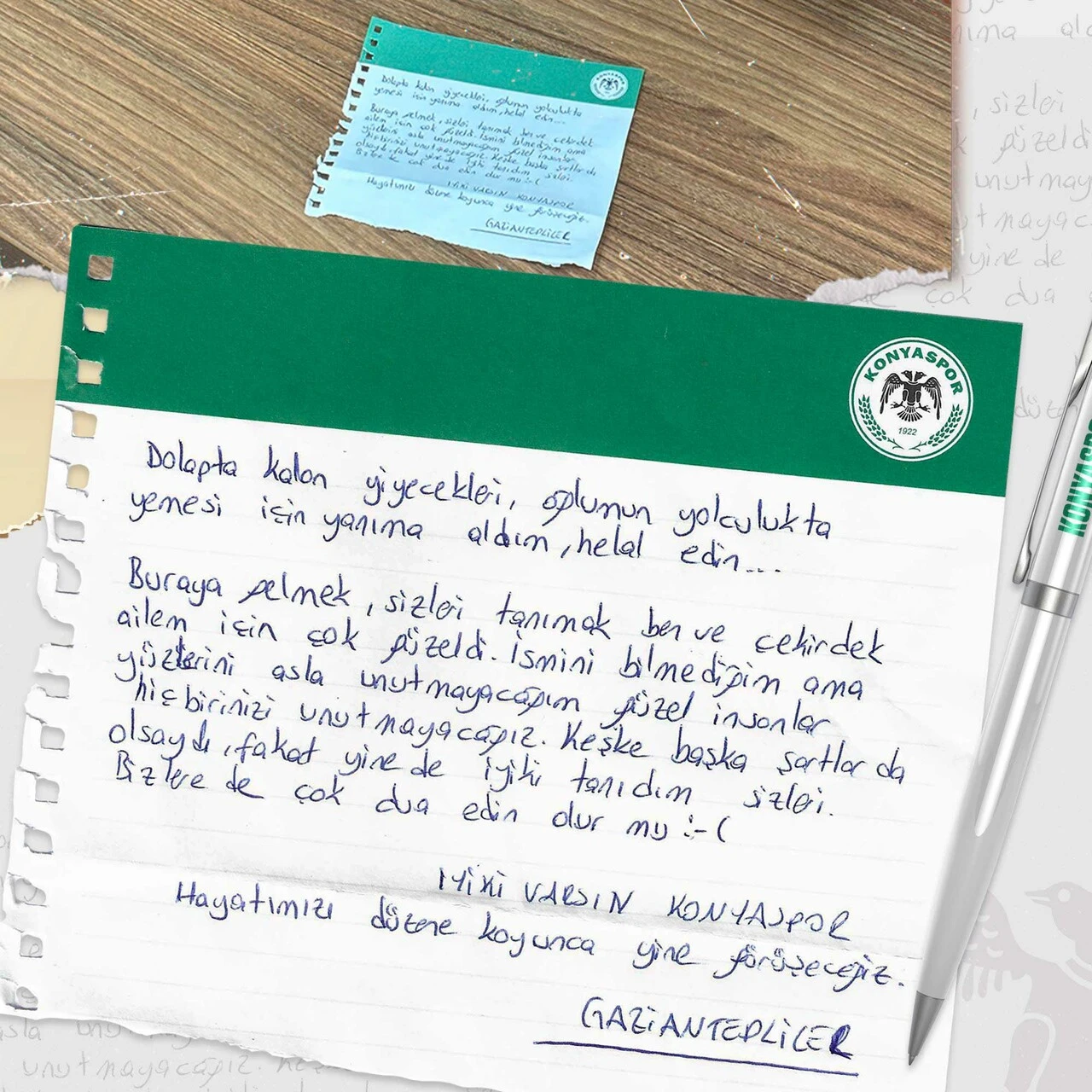 Stadyumda ağırlanan depremzede aileden duygulandıran not