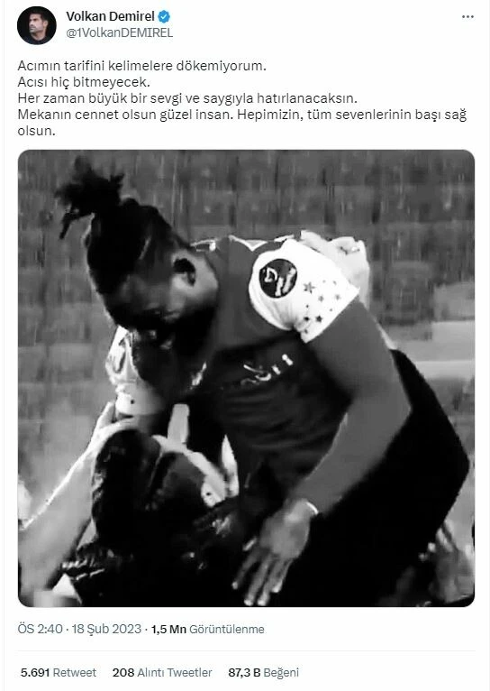 Volkan Demirel'den Atsu paylaşımı: Acımın tarifini kelimelere dökemiyorum