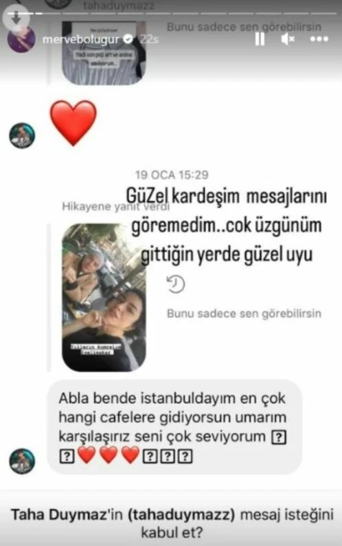 Ünlü oyuncu Merve Boluğur, Taha Duymaz'la ilgili pişmanlığını anlattı: Mesajlarını şimdi fark ettim