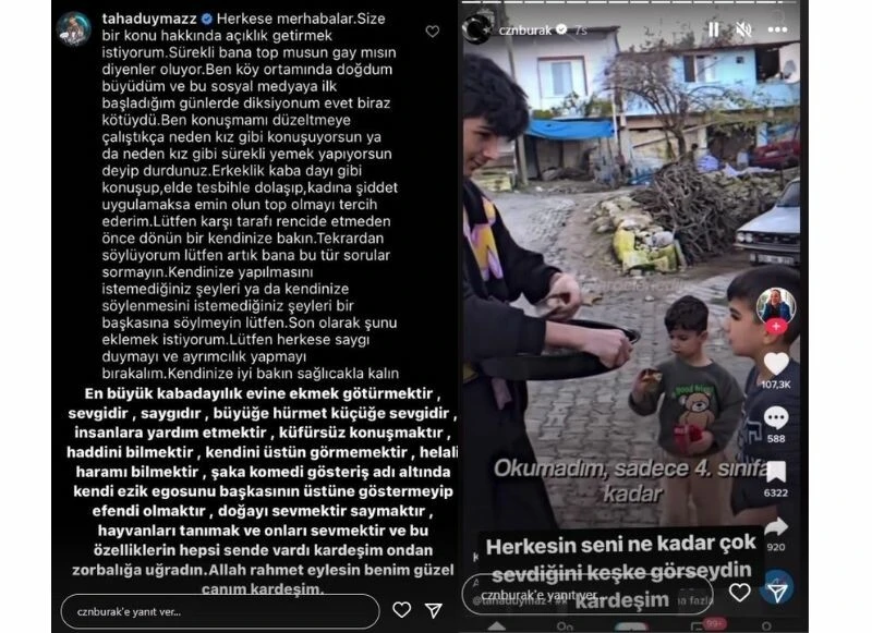 CZN Burak’tan yürek yakan Taha Duymaz paylaşımı: Bu yüzden zorbalığa uğradın kardeşim!