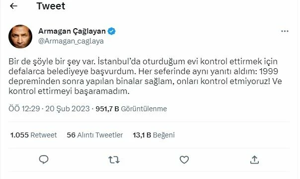 Evini kontrol ettirmek isteyen Armağan Çağlayan belediyeye isyan etti!