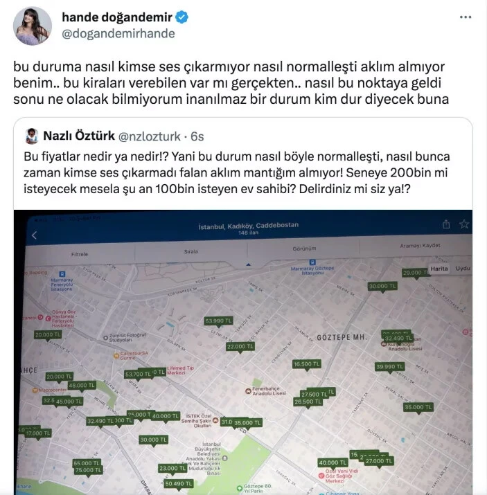 Hande Doğandemir’den İstanbul’daki yüksek kira fiyatlarına sert tepki: Kim dur diyecek buna…