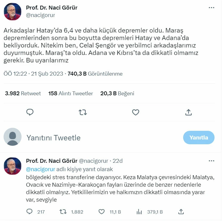 Naci Görür Adana, Bingöl ve Kıbrıs için uyardı! Hatay depreminin sebebini açıkladı