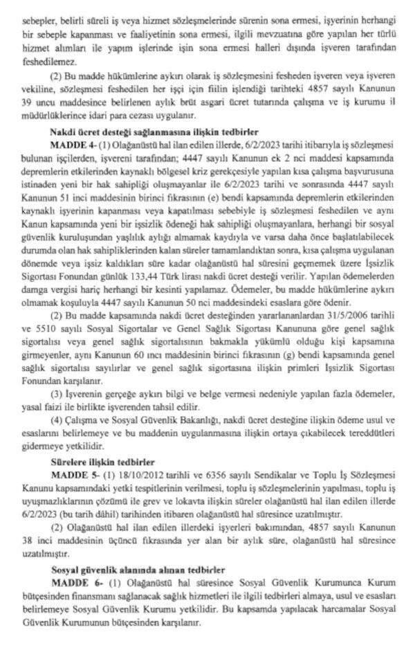 Deprem bölgesi için yeni karar! İşten çıkarma yasağı ve kısa çalışma ödeneği uygulaması başlatıldı