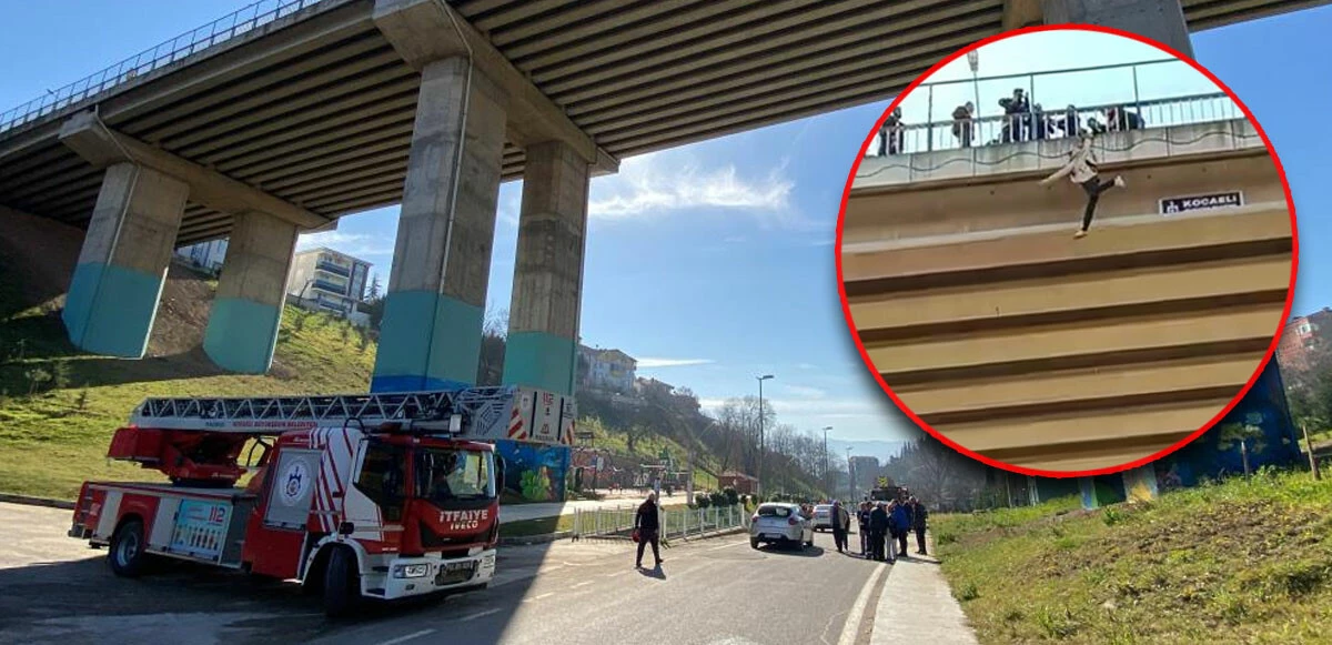 Viyadükteki korkunç intihar girişimi kamerada