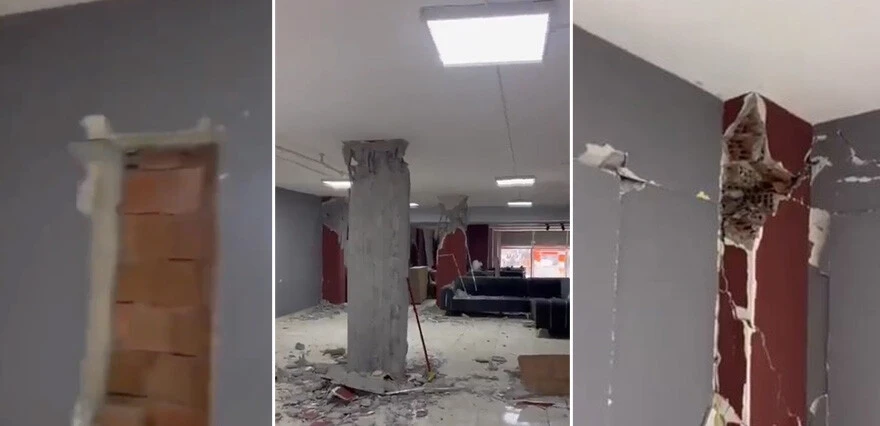 Batman'da dehşete düşüren görüntü: Deniz kumu, ince demir derken şimdi de tuğladan kolon!