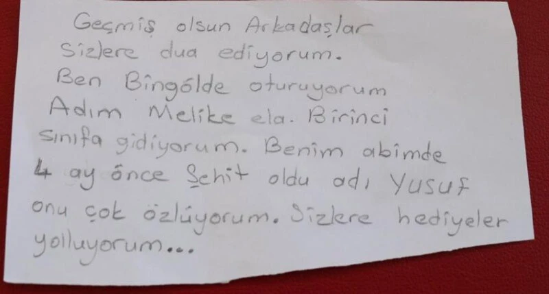 Şehit Yusuf Ataş'ın 7 yaşındaki kardeşinden duygulandıran mektup