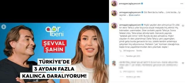 Taha Duymaz Şevval Şahin'e gelen tepkilere sinirlenen Armağan Çağlayan <a href=