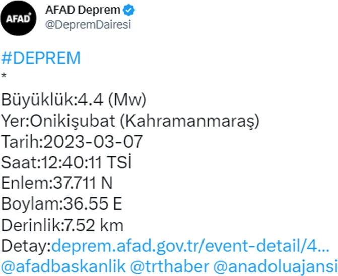 Artçılar sürüyor: Kahramanmaraş'ta 4,4 büyüklüğünde deprem