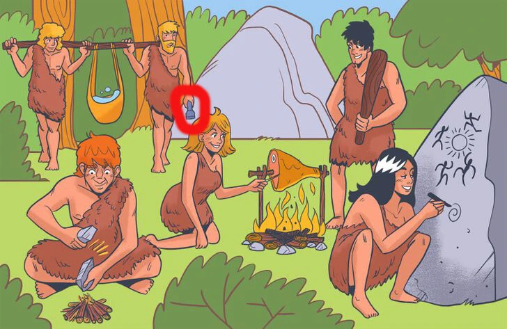 Akıl uçuran zeka testi!  M.Ö. 10 bin yılını gösteren resimde gelecekten gelen adamı tespit edebilir misiniz?