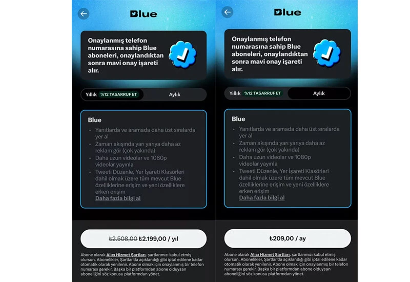 Mavi tik hizmetini de kapsayan Twitter Blue Türkiye'de: İşte aylık ve yıllık fiyatları!