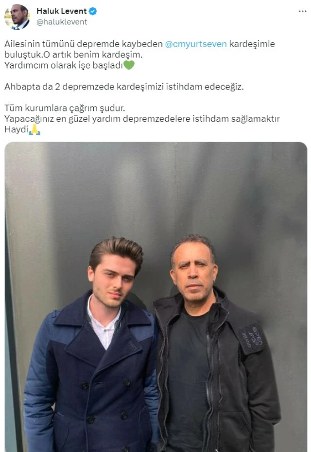 Ailesini kaybeden depremzede genç için Haluk Levent'ten örnek davranış! Herkese çağrıda bulundu