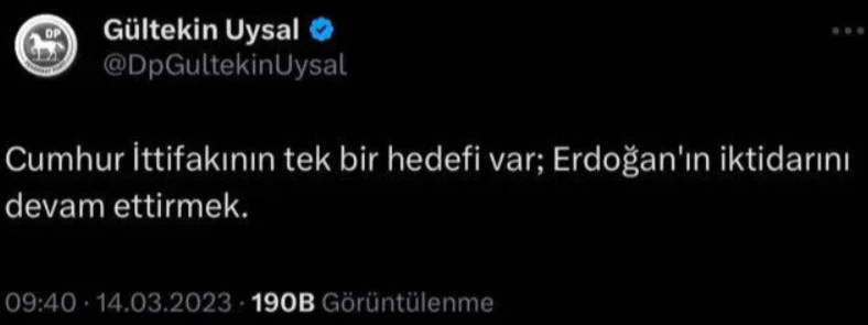 DP lideri Gültekin Uysal, paylaşımıyla gündem oldu! Apar topar silmek zorunda kaldı