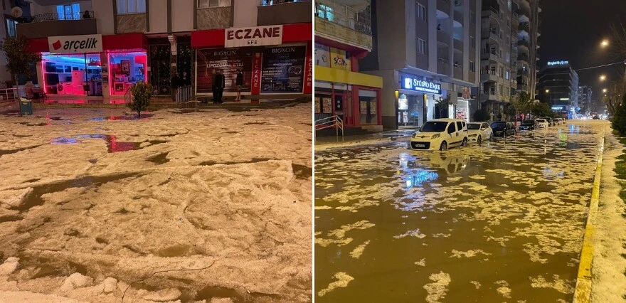 Kilis'i 'süper hücre' vurdu: Dolu kenti beyaza bürüdü
