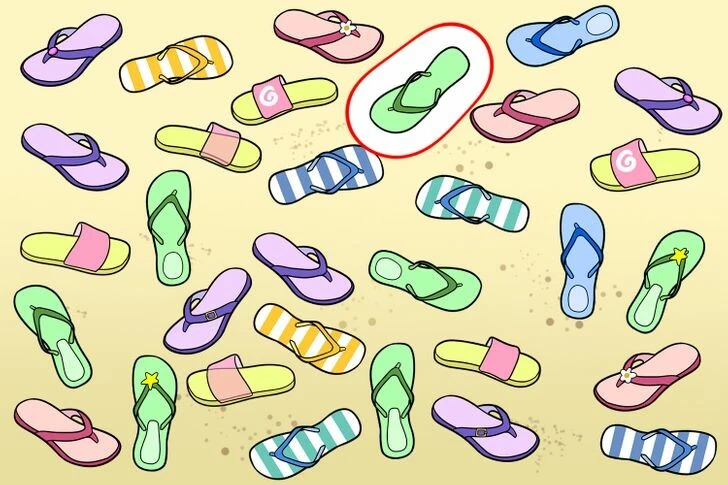 Görsel zekası 140 olanlar anında çözüyor: Çifti olmayan terliği bulmak için 13 saniyeniz var!