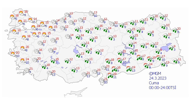 Batı’da güneş Doğu’da sağanak ve kar var! Meteoroloji haftanın son iş gününde hava tahmin raporunu paylaştı