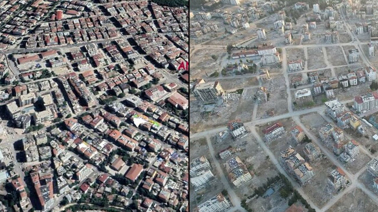 Depremden önce, depremden sonra... Hatay&#039;da çekilen iki görüntü felaketi gözler önüne serdi!