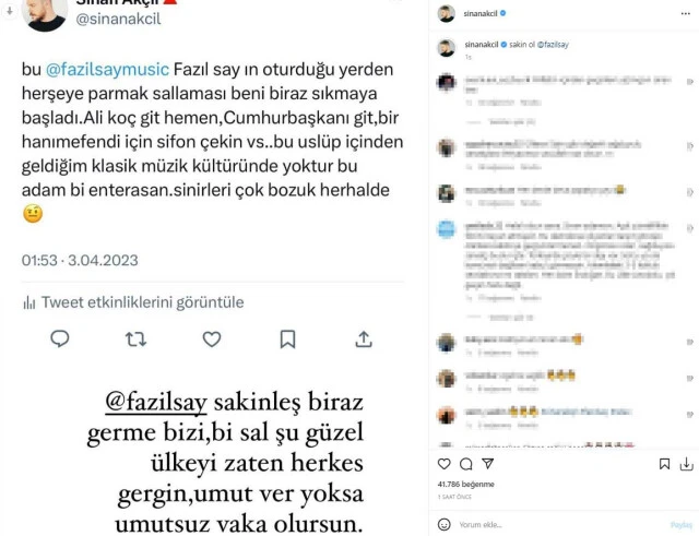 Fazıl Say’ın paylaşımları Sinan Akçıl’ı çıldırttı: Bir sal şu güzel ülkeyi!
