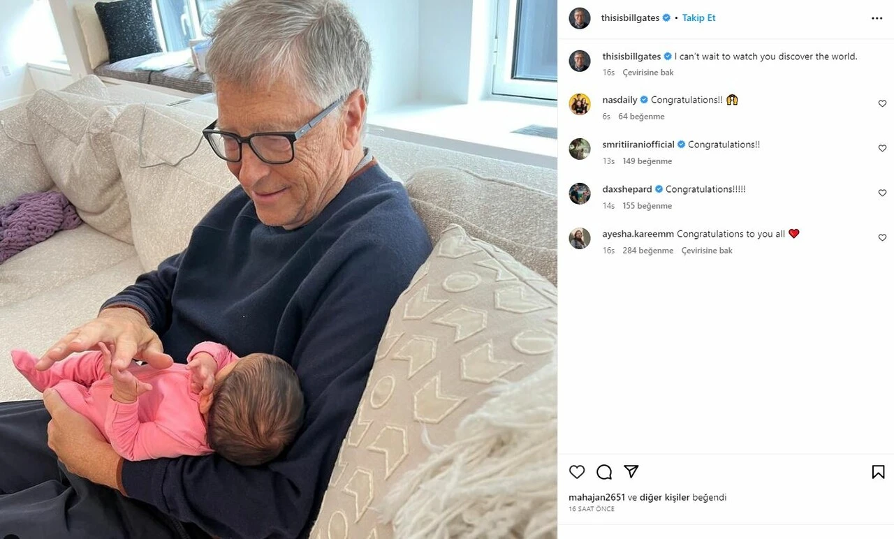 Dünyanın en zengin torunu! Ünlü milyarder Bill Gates, torunuyla ilk karesini paylaştı!