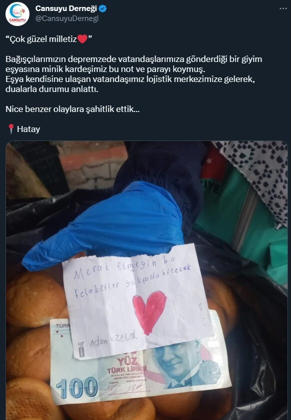 Gönderdiği not milyonlarca liraya bedel… Depremzedelerin yüreklerine su serpti