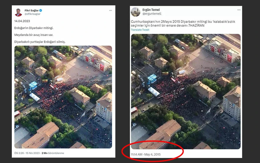 Fikri Sağlar'ın paylaştığı fotoğraf 8 yıllıkmış! Erdoğan'ın mitingi boş demişti