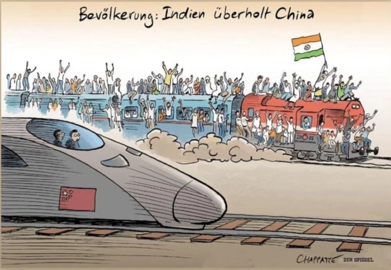 Hindistan nüfusunun Çin'i geçmesini ti'ye alan Alman dergisinin ırkçı karikatürüne tepki yağdı