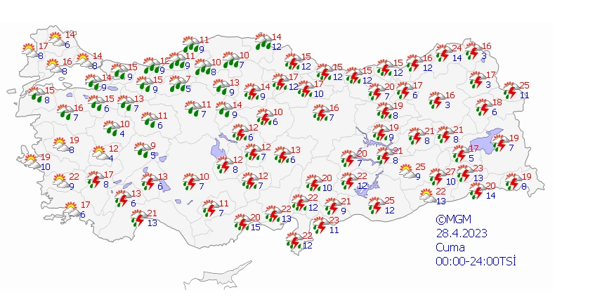 Gök gürültülü sağanak ve fırtınaya dikkat! Haftanın son iş gününde Meteoroloji raporunu paylaştı