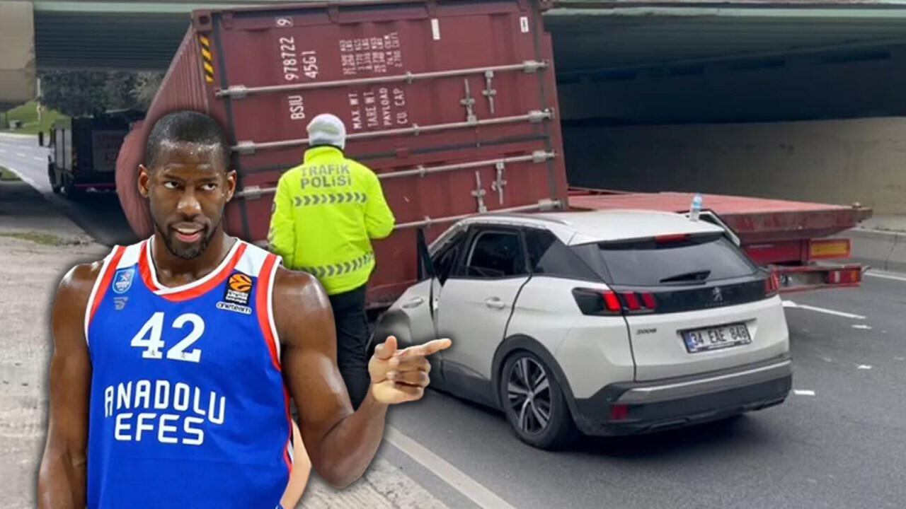 Anadolu Efes&#039;in yıldız oyuncusu Bryant Dunston kaza geçirdi! Tır dorsesi devrildi