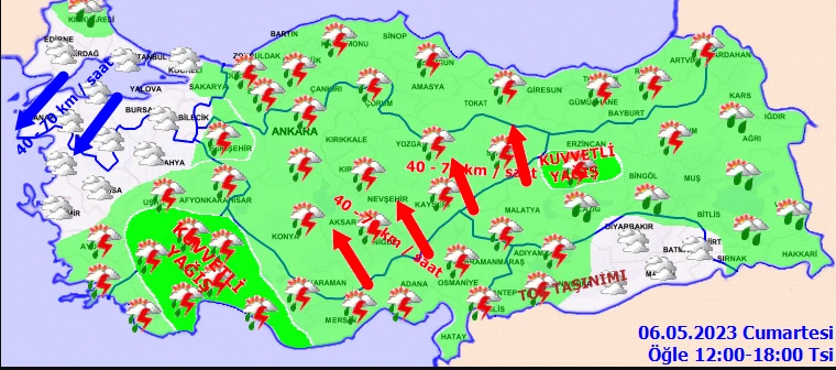 Kış mayıs ile geldi! Meteoroloji peş peşe uyardı: Kuvvetli fırtına ve sağanak vuracak (6 Mayıs hava durumu)