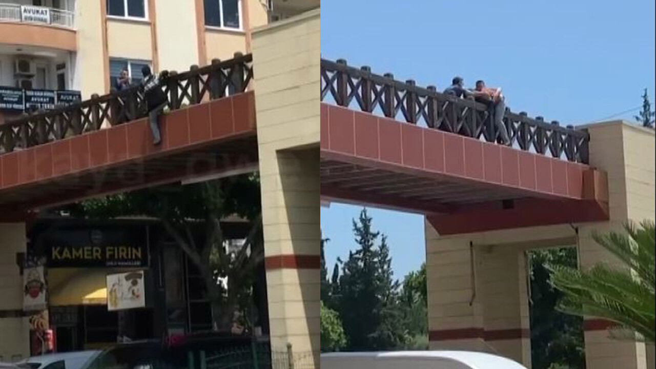 Antalya'da üst geçitte intihar girişimi