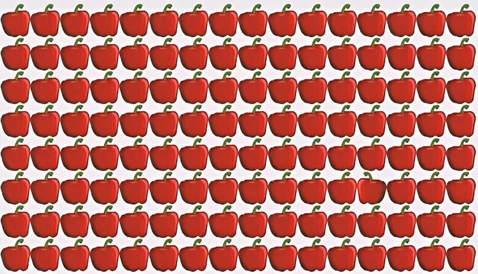 Elmalar arasındaki dolmalık biberi sadece 130 üzeri IQ sahipleri bulabiliyor!