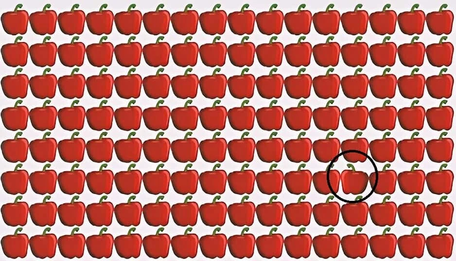 Elmalar arasındaki dolmalık biberi sadece 130 üzeri IQ sahipleri bulabiliyor!