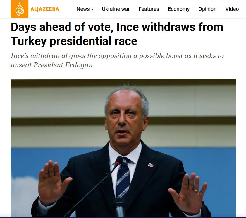 Türkiye yakın markajda dış basın Muharrem İnce'nin adaylıktan çekilmesini dünyaya böyle duyurdu