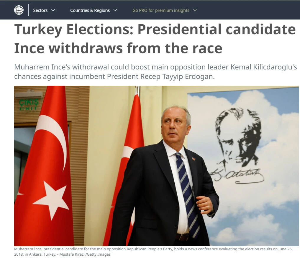 Türkiye yakın markajda dış basın Muharrem İnce'nin adaylıktan çekilmesini dünyaya böyle duyurdu