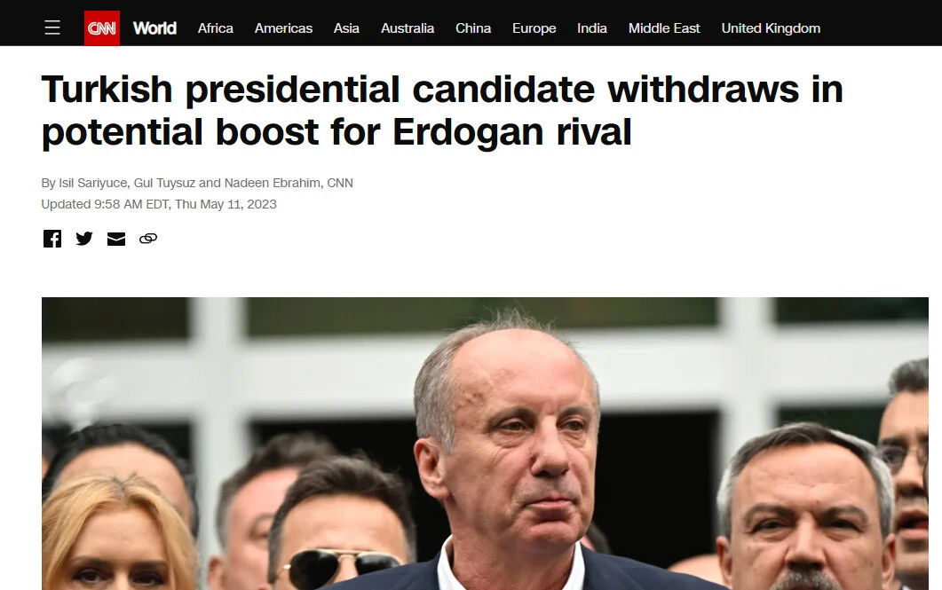 Türkiye yakın markajda dış basın Muharrem İnce'nin adaylıktan çekilmesini dünyaya böyle duyurdu