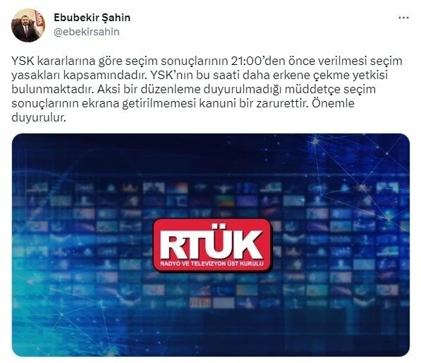 RTÜK’ten seçim yasağı açıklaması