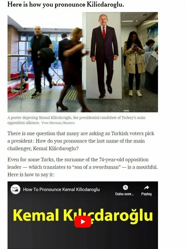 ABD Kılıçdaroğlu'nun telaffuzuna kafa yordu New York Times özel haber hazırladı