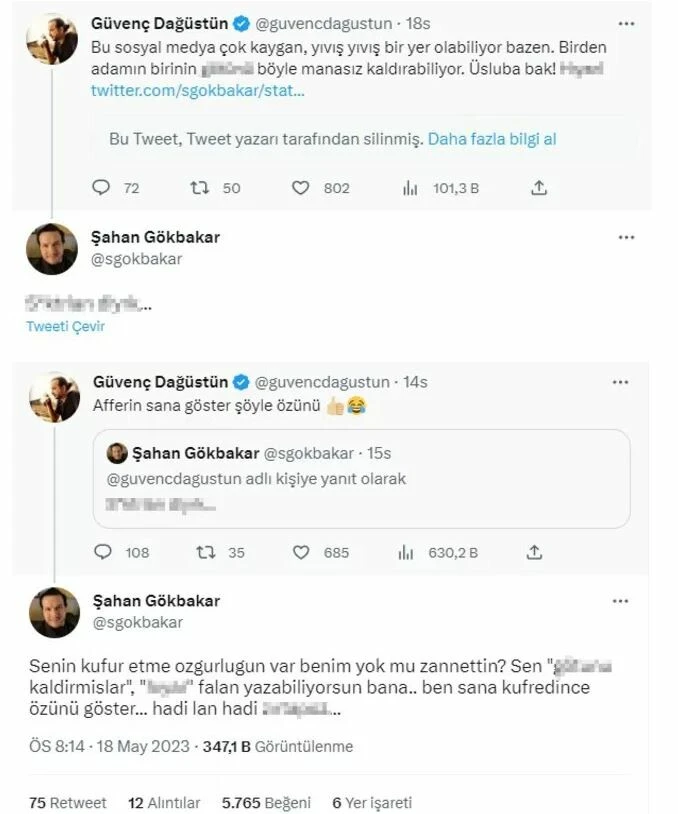 Ünlüler sosyal medyada birbirine girdi! Şahan Gökbakar hakaret yağdırdı