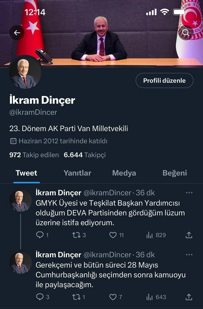 DEVA Partisi'nde üst düzey istifa! '28 Mayıs' mesajı dikkat çekti  DEVA Partisi'nde üst düzey istifa! '28 Mayıs' mesajı dikkat çekti