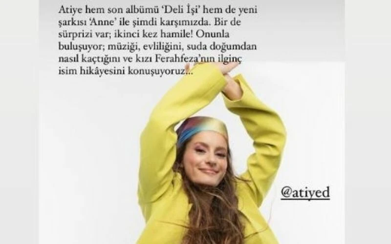 Şarkıcı Atiye’den müjdeli haber! Sosyal medya hesabından duyurdu