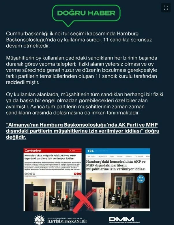 İletişim Başkanlığı detayları paylaştı, 'Hamburg iddiası' yalan çıktı: Oy verme işlemi sorunsuz devam ediyor