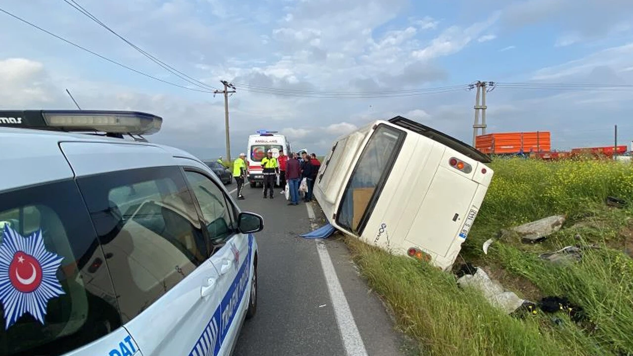 İşçi servisi şarampole yuvarlandı: Çok sayıda yaralı var