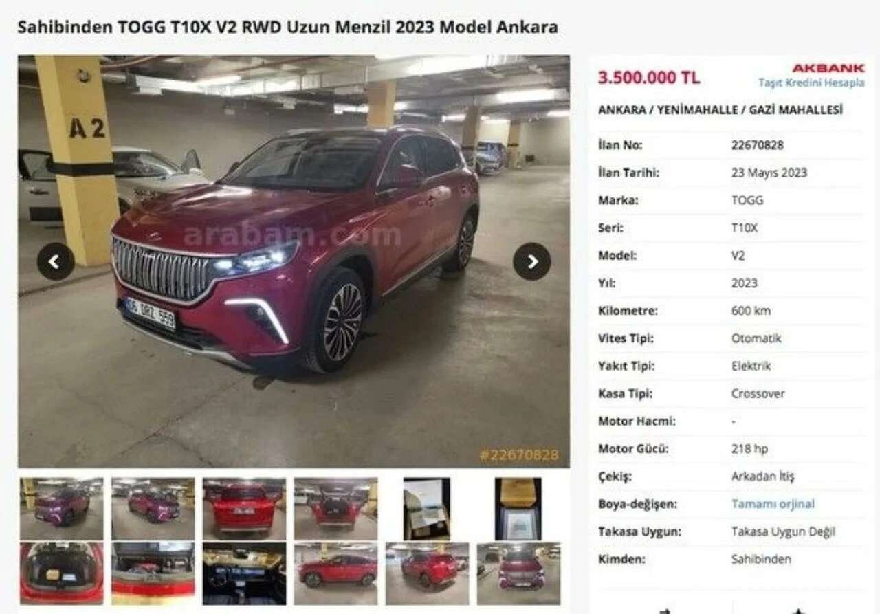 İkinci el Togg ilanı sonrası inceleme başlatıldı