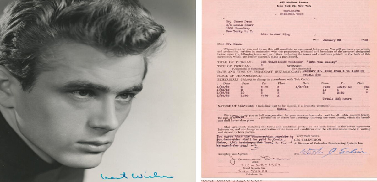 Ünlü oyuncu James Dean’ın kontratı 260 bin dolara satıldı