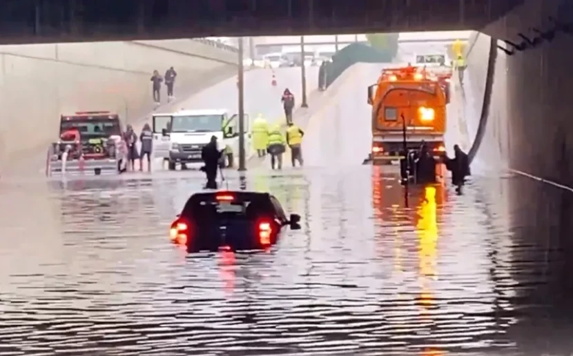 Ankara’da bir kişi göle dönen yola olta salladı